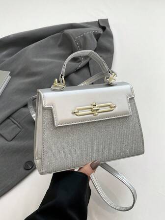 1 件聚氨酯纯色手提包、单肩包、斜挎包、时尚通勤包女士日常使用