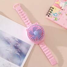 1 Stück kreativer Uhr-Ventilator, Jungen, Mädchen, Kinder, Lässig Outdoor Tragbarer Mini Taschen Cartoon Trocken Batterie Ventilator, Sommer Essentiell. Sommer Kühlung, Strand, Reise