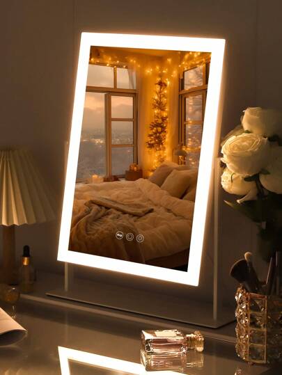 FENCHILIN 30 Cm 41 Adjustable Verlichting Makeup Spiegel LED Lights Mirror, Illuminated Tabletop Slimme Touch Operation Beautiful Rooms Bedrooms, Removable 10x Magnifying