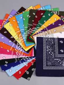 1 szt. Klasyczny retro styl uliczny z nadrukiem orzechów nerkowca Paisley kwadratowy szalik bandana, uniwersalny jako apaszka, opaska na głowę, opaska na nadgarstek, chusta na głowę, opaska na czoło, kieszonkowy kwadrat
