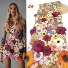 Luxury French African 3D Flower Lace Fabric 2025 High Quality Embroidered Nigerian Lace Fabrics For Women Party Dress Sewing Material - Multicolor - View 12