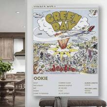 Póster enmarcado de color verde del álbum de música Dookie como arte de pared - Enmarcado - Ver 2