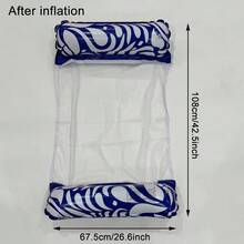 1pc Foldable Water Hammock Float Lounger PVC Inflatable Pool Mat Floating Bed Chair Swimming Air Mattress Pool Party Recliner Pool Float, Beach Essentials, Beach Accessories - Multicolor - View 10