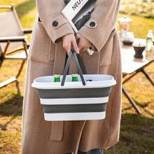 [Nueva idea de picnic al aire libre] 2 opciones de color, cesta de compras/cubo de lavandería plegable de alta calidad, adecuado para almacenamiento y organización: impermeable, aislado, ideal para picnic, comestibles y talla grande, artículo de picnic imprescindible | Diseño moderno con asa | Cesta plegable, cesta de picnic de gran capacidad, cesta de picnic y camping portátil, estilo moderno, plástico, enfriador aislado con asa, cubo plegable de picnic de gran capacidad, cesta portátil de mano cómoda para picnic de primavera al aire libre