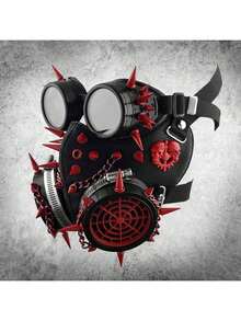 Halloween Red Spike Skulls Masquerade Gothic Chain Gas Mask With Goggles Cosplay - Mask With Goggle - View 4