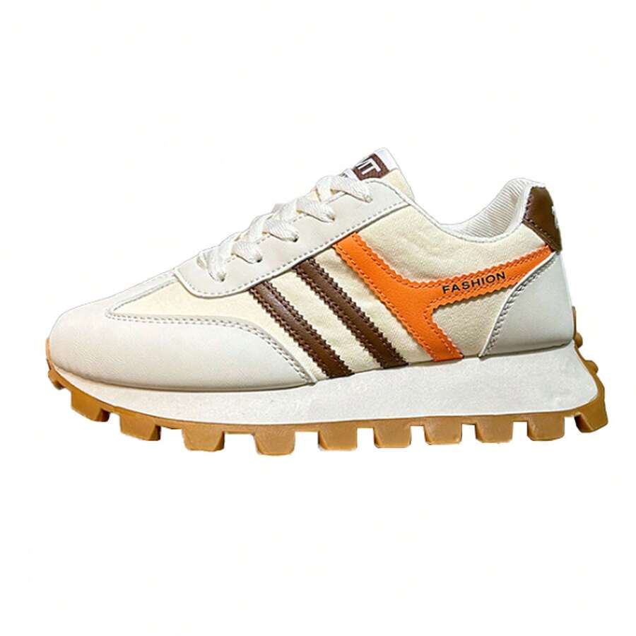 Zapatillas deportivas elegantes y versátiles, zapatos de plataforma para el trabajo - Beis - Ver 1