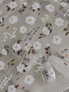 1pc 5D Nail Sticker Soft Relief Chinese Style Camellia Nail Sticker Self-Adhesive Flower Sticker Nail Decoration DIY Nail Sticker - Multicolor - View 2