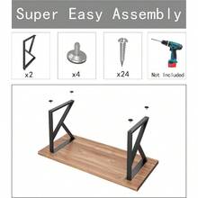 Metal Table Legs 28 Inch Height X 17.7 Inch Wide With Adjustable Protector Feet, Heavy Duty Metal Furniture Legs For Coffee Table, Cocktail Table, Square Tube Leg (Bear Up To 800lb), Gold, Set Of 2 - K-shape - View 4