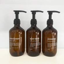 500ml Botellas recargables de cuello grueso color marrón para champú, gel de baño, acondicionador, sales de baño, loción, crema de masaje - Marrón - Ver 11