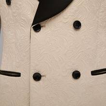 Men's 2 Piece Slim Fit Floral Tuxedo Suit Paisley Peak Lapel One Button Single Breasted Suit Jacket Pants Set - 卡其色 - 查看 6