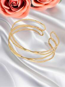 1 pieza Brazalete de oro de apertura de brazo, joyería de manguito para el brazo superior, brazalete de manguito para mujeres y niñas