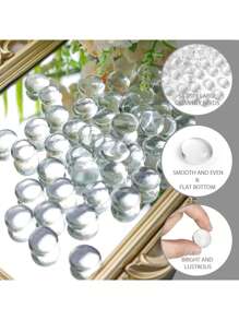 10/20/50/100 piezas Piedras de vidrio transparente, bolas de vidrio planas, piedras decorativas de vidrio transparente para manualidades DIY, decoración de mesa, acuarios, decoración floral, mosaicos, portavelas, decoración de chimeneas y hogar, decoración de jarrones y floreros
