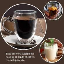 Espresso Cups, Double Wall Glass Coffee Mugs With Handle, Clear Coffee Cups, Cappuccino Lattee Tea Cup, Insulated Glassware For Hot Cold Coffee,4 Pack,12 Oz - Clear - View 5