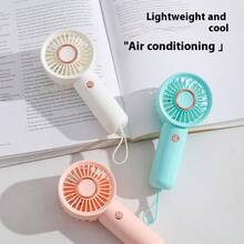 1pc New Minimalist Japanese Style Portable Hand Held Mini Fan, Battery Powered, Suitable For Office, Home, Travel, Student Dorm, Desktop, Three-Speed Adjustable Airflow, Three Color Options (Battery Not Included) - Multicolor - View 2