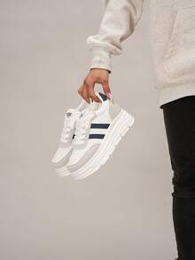 女式新款厚底厚底运动鞋，休闲百搭皮革运动跑步鞋，秋季 - 日灰蘭 - 查看 12