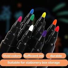 12 支装丙烯酸液体粉笔，适用于玻璃、冰箱计划板、干擦板、窗户/镜子，12 种鲜艳颜色，1 毫米细笔尖，易于湿擦，学校用品，返校 - 彩色 - 查看 3