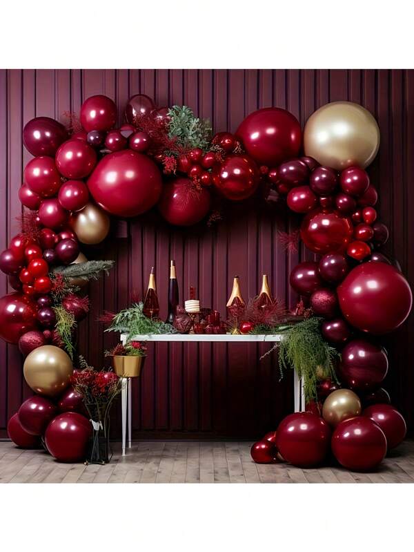Kit de arco de balões vermelho e dourado com 131 peças, adequado para decoração em casamentos, Dia dos Namorados, pedidos de casamento, aniversários, Dia das Mães, festas de revelação de gênero, chás de panela, etc.
