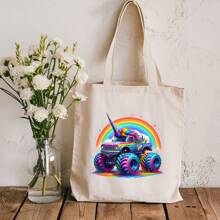 1/2/4pcs Coolest Rainbow Unicorn Monster Truck Design Heat Transfer Stickers, Suitable For DIY T-Shirts, Hoodies, Jeans, Backpacks, Handbags, Pillowcases And Vintage Baseball Caps, Durable Washable Plastic Stickers For Crafting And Decorating
