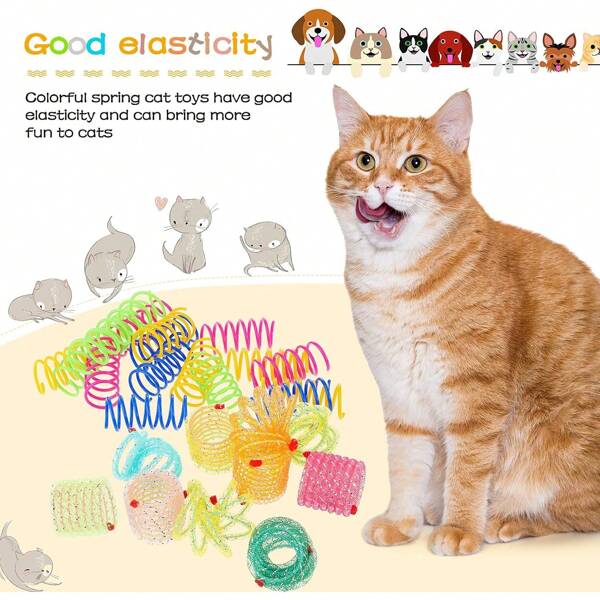 30 Pieces Cat Springs Spiral Kitten Springs Interactive Cat Toys Pet Plastic Coil Spiral For Kitten Bouncing Play Training, For Small Dogs Puppy Toys