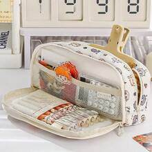 New High-Capacity Student Pencil Case With High Aesthetic Appeal Cartoon Anime Zipper Pencil Case Stationery Box Storage Bag - Chim hải ly hồng Phoebe - Xem 7