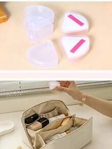 1/4/6pcs Multi-Size Transparent Case, Makeup Sponge Holder & Protector, Thickened Dustproof Box, Fishing Tackle Storage, Small Tool Plastic Box, Mini Parts & Jewelry Organizer, Portable Compact PP Powder Puff Case With Cover, Reusable Dustproof Makeup Pouch, Suitable For Travel (Transparent) - Multicolor - View 7