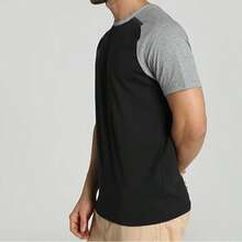 Puma Men Colorblock Raglan Sleeves Team CUP Casual Sports Tee - Black - View 2