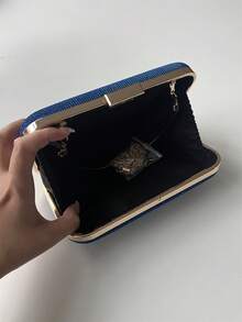 Baila Morena Clutch Bag Party Hand Wallet Wedding Glitter Stripe Lock Closure Women Chain Strap Chain Removable Hand Strap Mother's Day - Màu Khaki - Xem 4