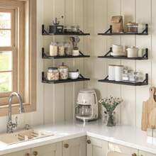 Superlele 6pcs 16.5 Inch Floating Shelves For Wall, Bookshelf, Wall Decor, Farmhouse Wall Shelves For Bedroom, Bathroom Storage, Living Room And Kitchen Decor, Room Decor