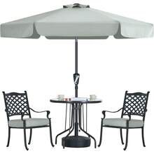 Valance Patio Umbrella For Outdoor Table Market -8 Ribs (2.7M, Light Grey) - Light Gray - View 1