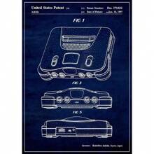 1 peça/3 peças pôsteres de artes de parede, projeto de controle de jogo vintage, patente, pôster de jogo legal, pintura em tela, arte de parede, adequada para sala de estar, decoração de sala de jogos familiar, sem moldura/emoldurada