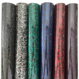 Película adhesiva para envolver el vehículo de fibra de carbono PET multicolor de 11.81" X 19.69" en negro/rojo/púrpura/azul, adhesivo de decoración para moto y coche