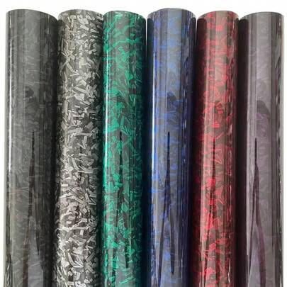 11,81" x 19,69" Mehrfachgröße Schwarz/Rot/Lila/Blau Karbon-Folie PET Autofolie, Fahrzeug Tuning Aufkleber, Motorrad Vinyl Folie