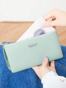 MIYIN Cartera larga de mujer con multifunción de bolso para teléfono táctil, compartimento para tarjetas y muñequera. Cartera de embrague minimalista moderna y casual con cremallera, monedero, bolsa de teléfono móvil para mujeres trabajadoras de cuello blanco, universidad, negocios, oficina, aniversario, pareja, regalo de cumpleaños - Verde - Ver 5