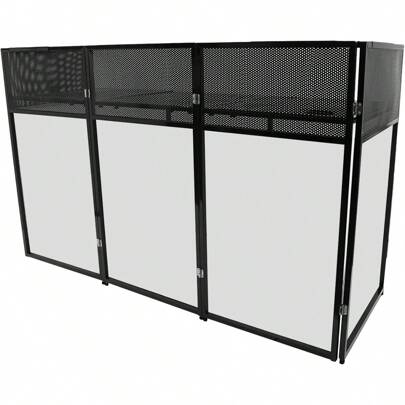 HOHOBLA DJ Booth Table, 73 X 23 Inch Foldable DJ Stand, DJ Booth Stand, DJ Facade Table Station W/Carrying Bag For Party, Black Metal Frame