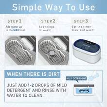 Ultrasonic Cleaner Machine 45000Hz Jewellery Cleaner 5 Timer 3 Power Settings, 550ML Ultrasonic Cleaner With LED Lights For Retainers Jewelry Rings Glasses Dentures - UK Plug(220-240V) - View 7