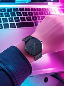 BIDEN Reloj de cuarzo para hombres BIDEN, correa de malla de acero inoxidable ultrafina, estilo de negocios casual, adecuado para uso diario, regalo para vacaciones y cumpleaños