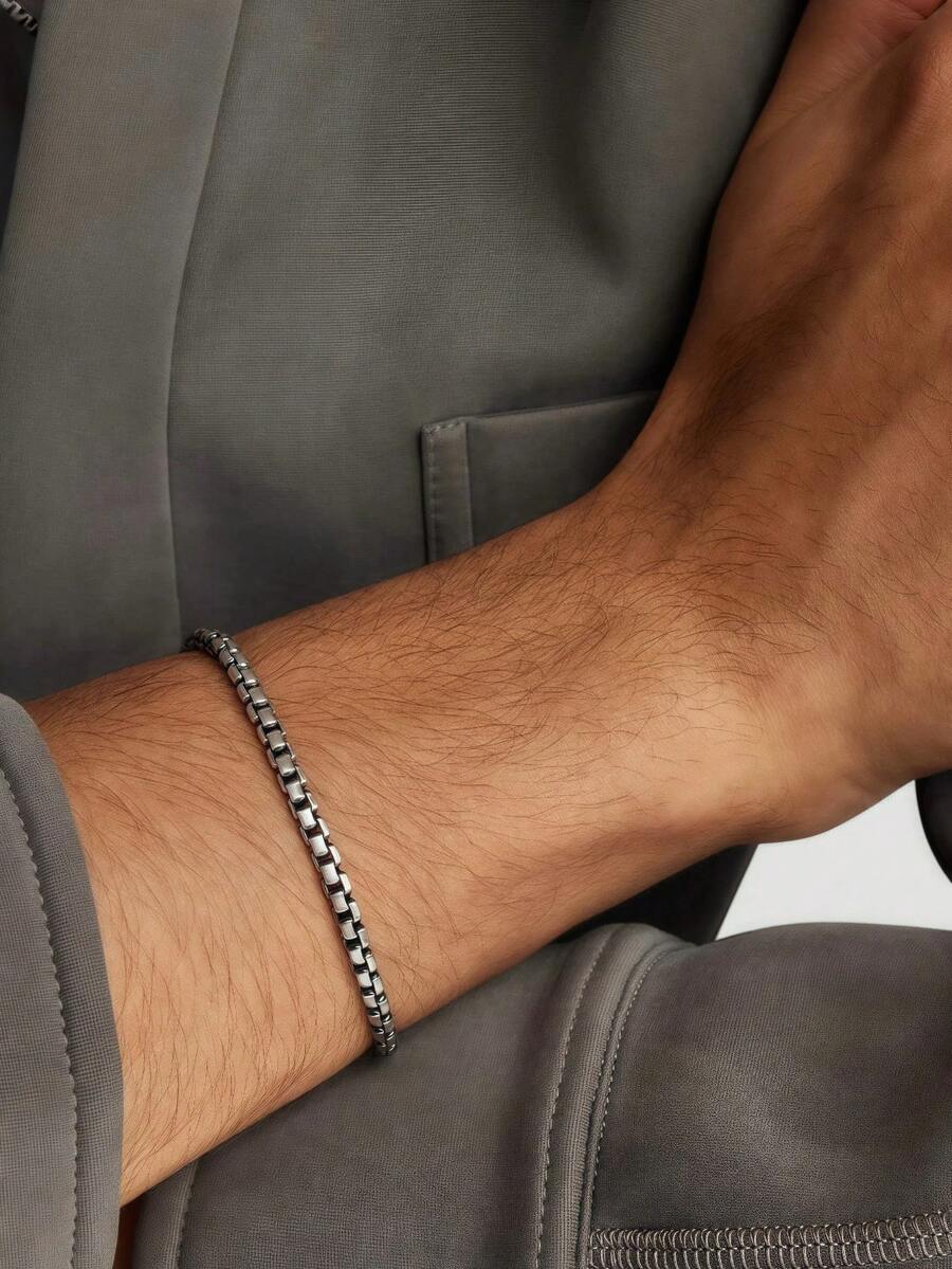 2/3/4mm, Square Pearl Bracelets, Hip-Hop, Both Men And Women Can Bring, Couple Bracelets, Mother's Day Gifts, Suitable For Men's Daily Life, Gifts For Men, Birthday Gift, Anniversary Gift, Punk Style, Bracelet For Weddings, Celebrations And Parties, Musty, Office Outfits, Accessories, Casual Accessories