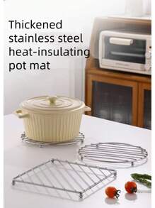 1 pièce Support épais en acier inoxydable pour casserole, tapis résistant à la chaleur, dessous de plat polyvalent pour la cuisine, grille vapeur, support pour bol et plat