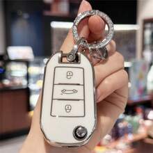 Key FOB Cover Keychain Car Key Case Cover Skin Holder For Peugeot 208 308 408 508 2008 3008 4008 For Citroen C4 Cactus Picasso C4L C5 C5 Gift Souvenir Car Accessories Bag Charm School