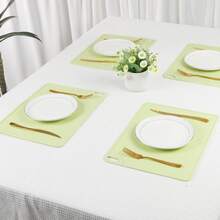 Placemat Set Of 6 Silicone Placemats For Kitchen Dining Table Decor, Washable Table Placemats Wipeable Table Mat - Light Green - View 7