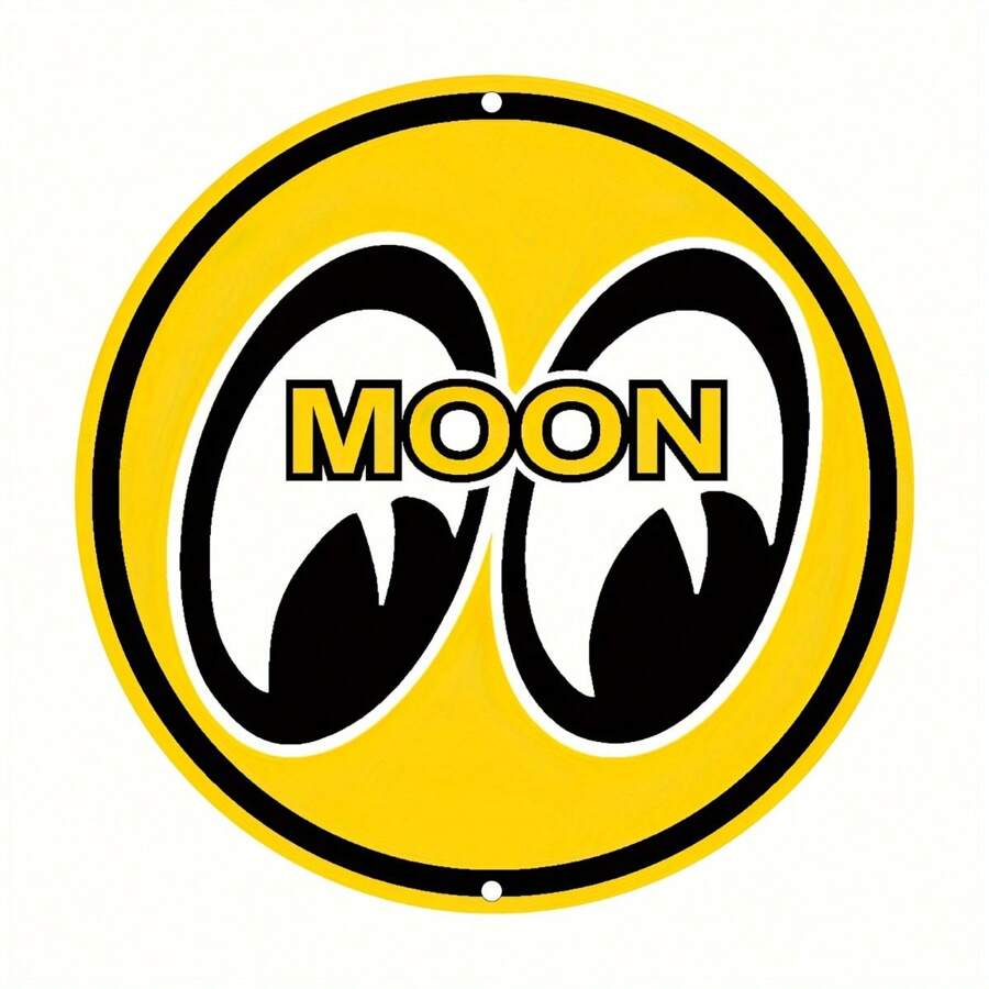 1 件直径 20 厘米的复古圆形金属牌匾 - 经典新月齿轮和鼠标设计 | 非常适合家庭、咖啡厅、办公室、酒吧装饰 | 锡盘墙壁艺术，复古风格适合各种场合，随机孔图案