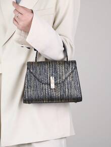 2025 新款时尚小号设计师女士手提包，优雅皮革纹理手提包，女士通勤百搭梯形单肩斜挎包