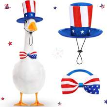 Shyyween 4th Of July Goose Outfit Set 23"/ 17'' Plastic Lawn Porch Patriotic Goose Clothes Outfit For Outdoor Patio Yard Lawn Art Decoration(Bowknot)