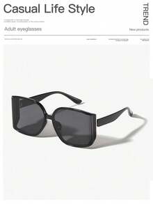 1 pieza Gafas de mujer de montura cuadrada curva de moda en color blanco para salidas, regalos de vacaciones y festivales de música