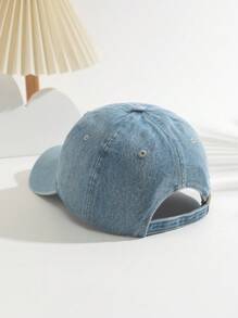 1pc Women's Solid Color NYC Embroidered Denim Outdoor Versatile Sun Protection Baseball Cap, Casual Daily Sports Visor Hat