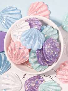 5pcs Fashionable New Resin Accessories, Semi-Transparent Sequins Shell, DIY Cream Gel Hair Clips, Phone Case Stickers, Storage Box Decorations (Slight Blemish On The Back Is Normal)