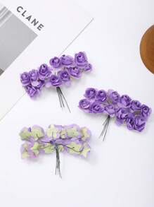 3 lots de roses miniatures artificielles en papier de couleurs mélangées, fleurs artisanales petites pour artisanat, fleurs miniatures pour bouquet de mariage. Fleurs en papier miniatures avec tiges pour artisanat DIY, scrapbooking et embellissement