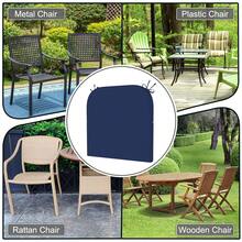 Outdoor Chair Cushions, Waterproof Cushions For Patio Furniture With Adjustable Straps, Round Corner Patio Chair Cushions For Yard Garden, 17"X16"X2" - 藏蓝色 - 查看 3