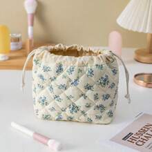 Drawstring Cosmetic Bag With Embossed Print, Large Capacity Drawstring Cosmetic Bag, Multifunctional Storage Bag. Hygiene Bag, Coin Purse, Square Cosmetic Bag, Large Capacity Cosmetic Bag, Large Capacity Travel, Christmas Gift, Skin Care Bag