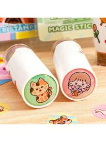 1 Set Of 200 Pcs Cute Cartoon Stamp Stickers, For Magic Sealing And DIY Decoration, Perfect For Rewards And Decoration,School Supplies,Back To School